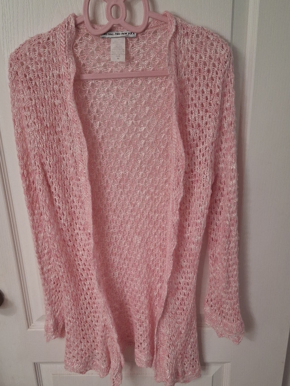 Open-Knit Pink Women's Cardigan Sweater
